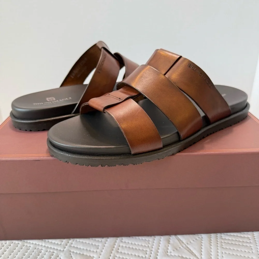 Bruno Magli Men's Brown Leather Sandals Size 10.5